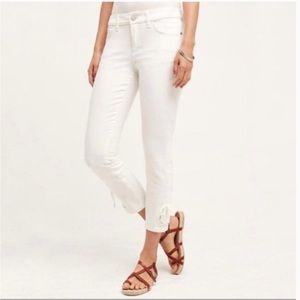 Anthro Pilcro & The Letter Press White Cropped jeans with Ankle tie